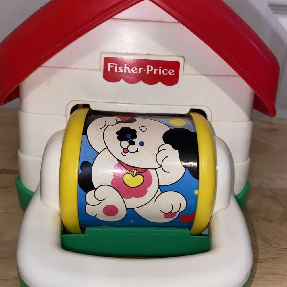 Fisher Price Dog House Pop Up Jack in the Box 1995 Vintage Musical Plastic Toy